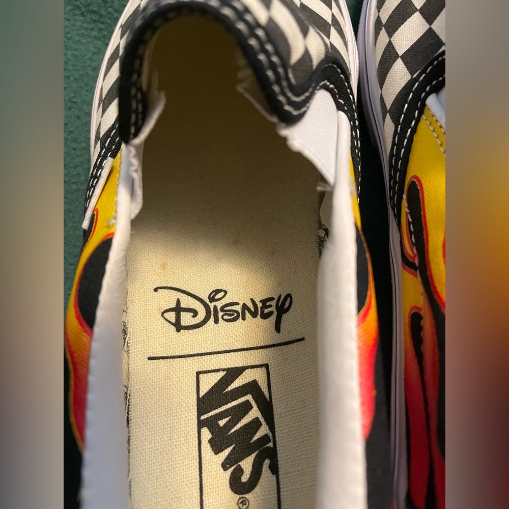 Vans Slip On Disney Mickey Minnie Mouse Checkerboard Flames 90th Anniversary - Picture 13 of 15